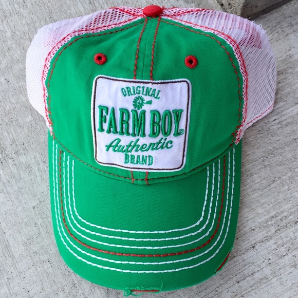 Farm Boy Brand Accessories Mens Farm Boy Brand Green White Mesh Cap